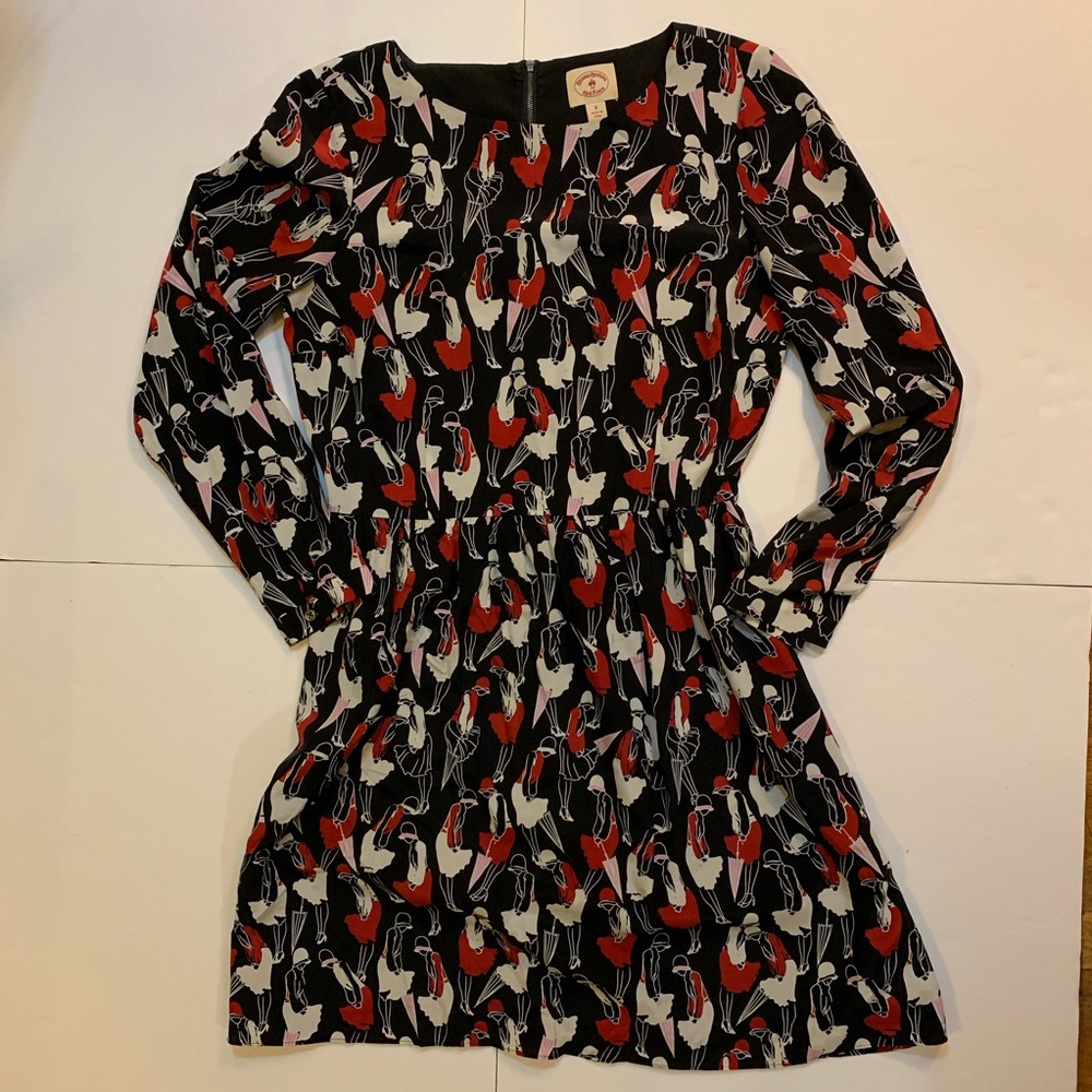 Brooks Brothers Red Fleece Black Red Silk Dress